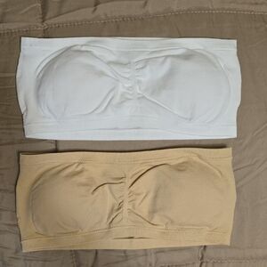 BRAND NEW!!! Women's Strapless Bandeau Bra - White and Tan